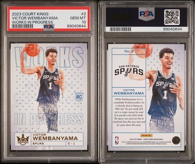 PSA 10 Victor Wembanyama 2023 Court Kings RC Works in Progress Gem
