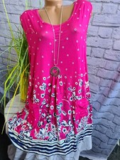 MiaModa Shirt Top Longtop pink rosa gemustert Damen Übergröße 42 (0366)