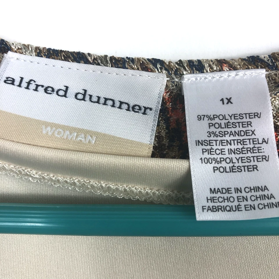 Camiseta sin mangas Alfred Dunner mujer beige con cárdigan adjunto talla grande 1X Foto 2 de 4