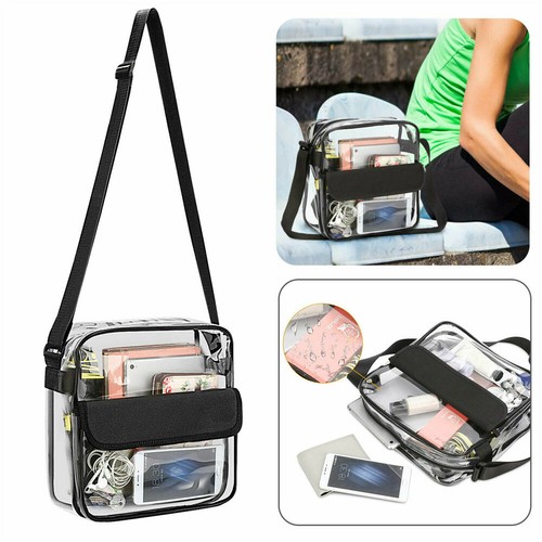NUEVO Mujeres Bolso de Mano de Plástico Transparente Bolso de Mano con Cremallera Cartera Estadio Bandolera - Imagen 1 de 10