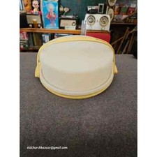 Vintage Tupperware Cake Keeper Carrier 719 Harvest Gold Lid 720 Handle 721 USA