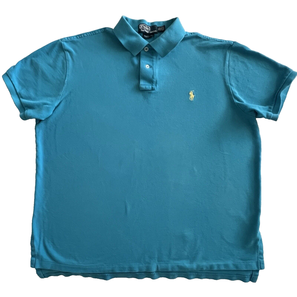 POLO Ralph Lauren Mens Size XL Teal Short Sleeve Shirt with Yellow Pony