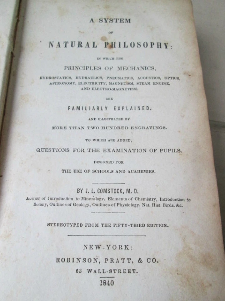 SYSTEM of NATURAL PHILOSOPHY,1840,J.L.Comstock,MD,200+Engravings Foto 3 de 4
