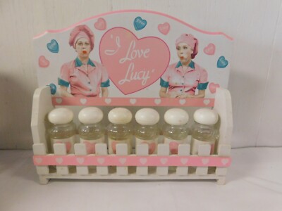 Bright Ideas Unltd I LOVE LUCY & Ethel White Picket Fence Spice Jars & Rack Set