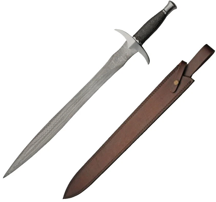 Hoja de acero de damasco mango envuelto de cuchillos, espadas de colección, Blades, armaduras y accesorios