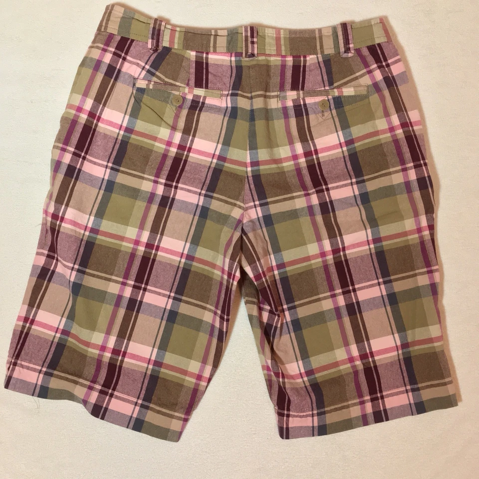 Pantalones Cortos para Caminar Liz & Co Para Mujer Verde Oliva y Rosa a Cuadros Talla 10 Elastizados Usados en Excelente Condición Foto 3 de 4