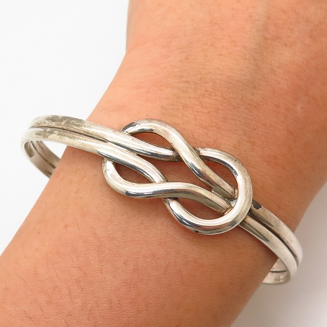 925 Sterling Silver Love Knot Design Cuff Bracelet 7 1/4" eBay