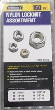 150 Pc Nylon Insert Lock Nut Assortment SAE 6 Sizes Steel Zinc Plated NEW