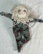 Vintage Primitive FAIRY DOLL - Floral Velvet Body - Artist Cheryl Marshall
