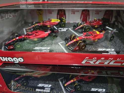 1:43 BURAGO Ferrari Set F1 4X Sf-23 2023 +F1-75 2022 Leclerc Sainz BU36848-PACK4 - Foto 5 di 7