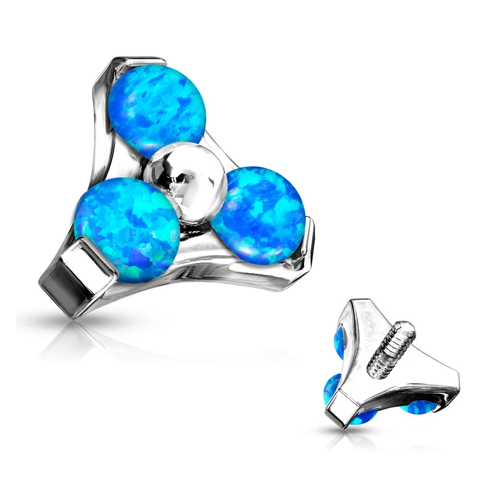 Tres tapas de anclaje dérmico roscadas internas de acero quirúrgico ópalo 14G y 16G Foto 2 de 4