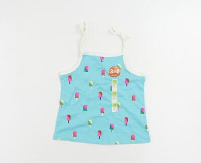 Marks & Spencer Mädchen blau Baumwollmischung Camisole Tank Größe 2-3 Jahre quadratisch
