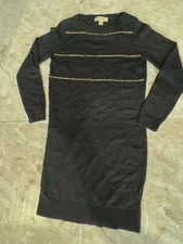 Michael Kors sweater dress with gold chain detail navy size M