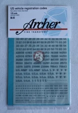Archer 1/35 US Vehicle Blue Drab Registration Codes Non-Stencil Style AR35019BD