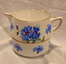 Hammersley & Co Bone China Nesting Creamer & Sugar  Floral Blue Gold Trim #6034