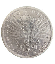 Moneta 1 Lira 1906 Vittorio Emanuele III Aquila Sabauda Argento Regno Italia