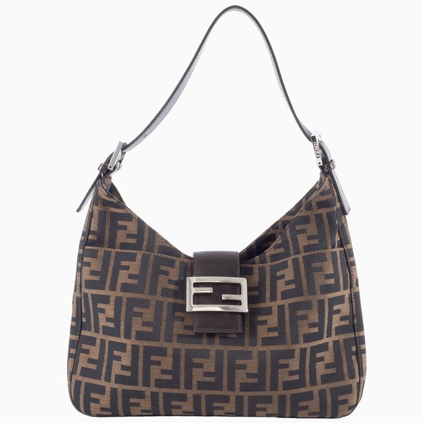 FENDI Zucca Tobacco Brown Canvas Womens Hobo Shoulder Bag Y2K Pre-owned Auth