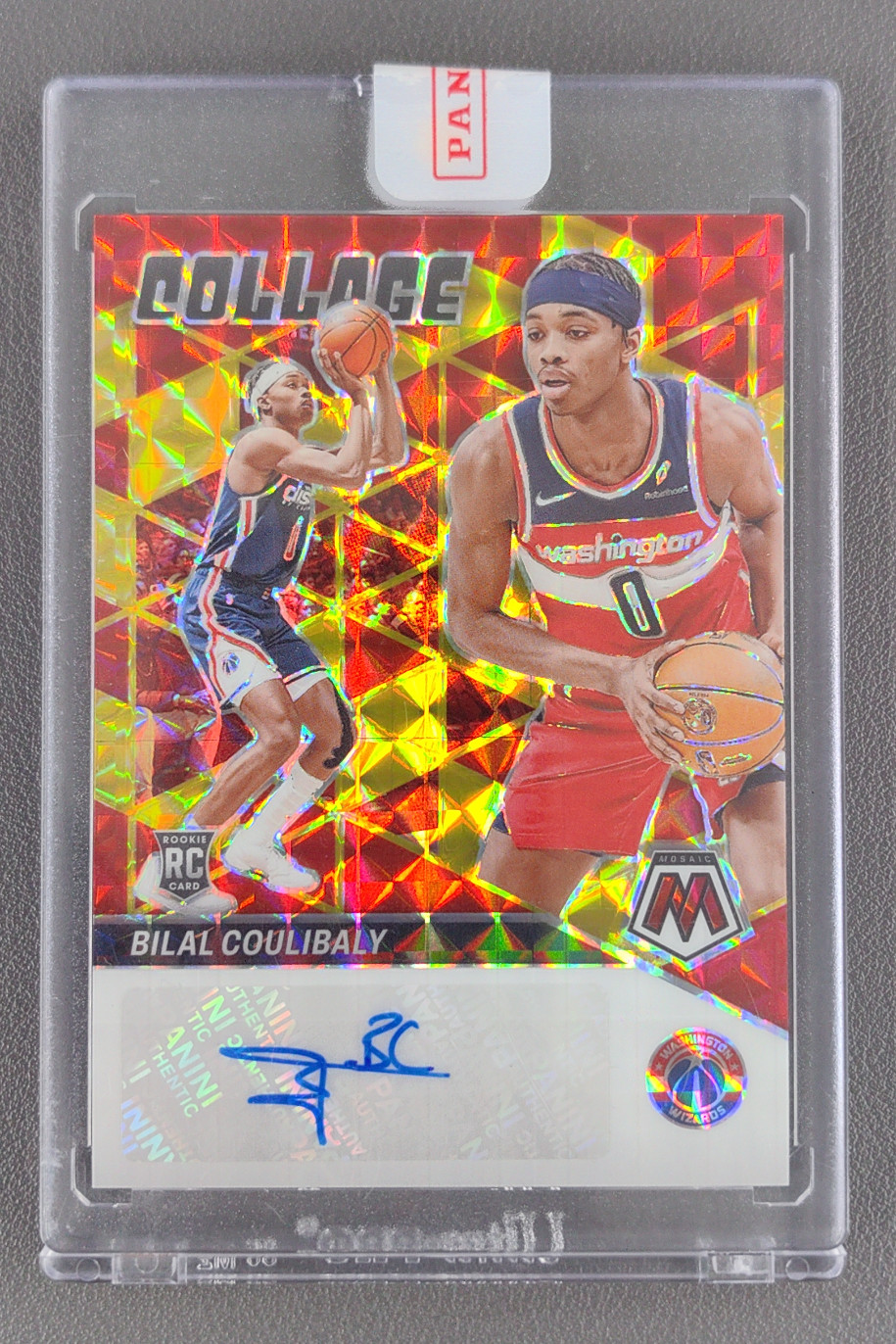 2023-24 Panini Mosaic Bilal Coulibaly Collage Mosaic Red Yellow Auto RC #CM-BIL