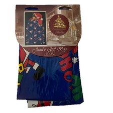 Vintage Jumbo Christmas Santa Plastic Gift Bag 44"x 52" Sealed Includes Gift Tag
