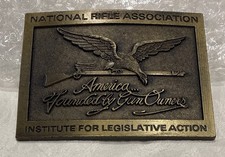 Vtg America Gun Owners NRA Institute for Legislative Action Belt Buckle Free S/H