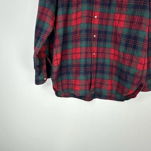 Pendleton Lindsay Tartan 100% Virgin Wool Button Down Shirt Red Green Large - Picture 4 of 19