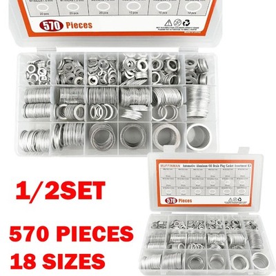 #ad 1 2Set 570Pcs 18 Size Oil Drain Plug Gaskets Assortment Kit Oil Crush Washers $29.05