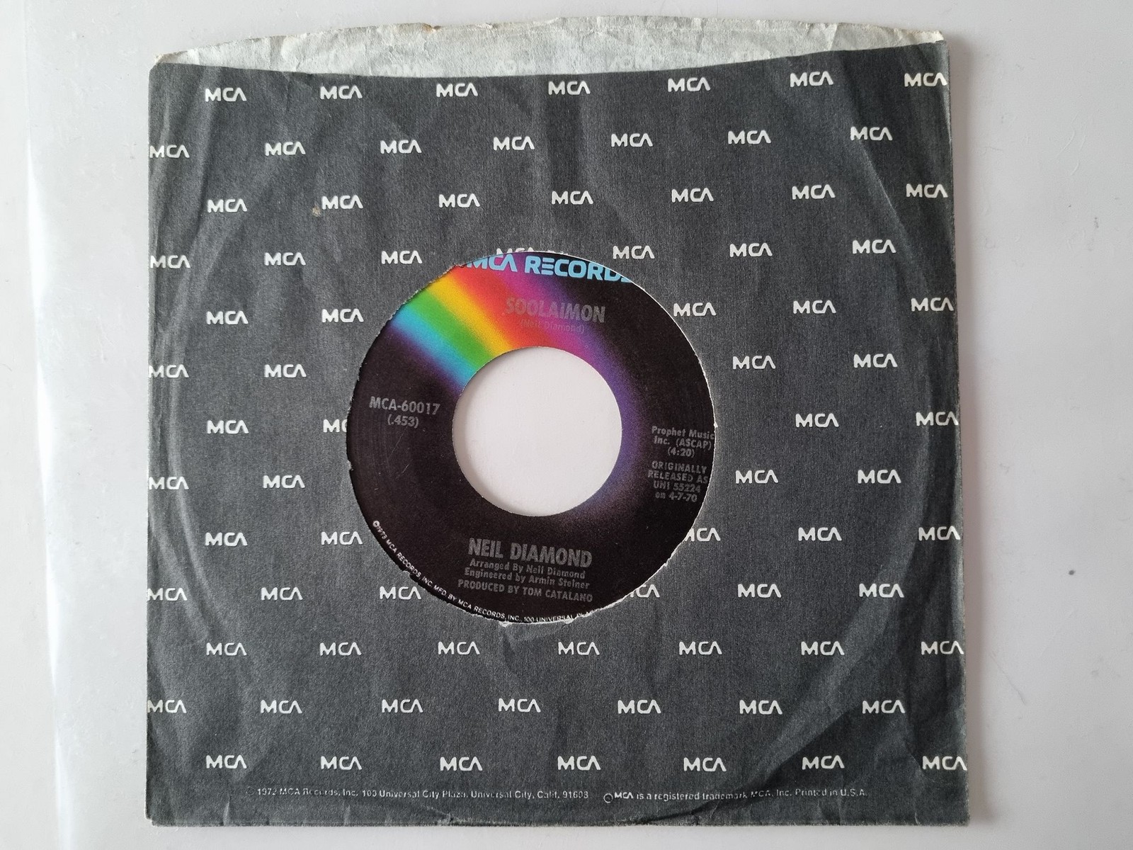 Neil Diamond - Holly Holy / Soolaimon 7'' Vinyl US