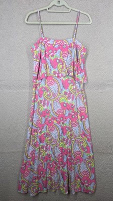 Scoop Women s Maxi Dress M fresh casual summer Pink Paisley Sleeveless Beach