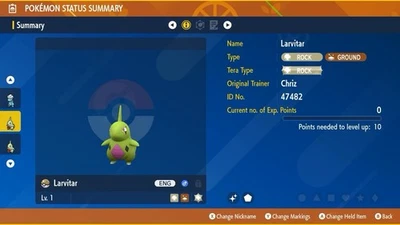 Shiny Larvitar Pokémon Scarlet And Violet Perfect IV