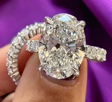 14K Gold Bridal Ring Set   Oval Cut Lab Grown Diamond Engagement W/Matching Band