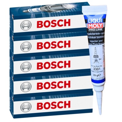 5x BOSCH Zündkerzen + LIQUI MOLY Fett für AVEO KALOS CRUZE DURANGO NITRO 1500