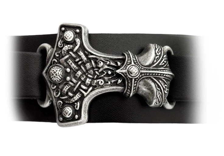 Alchemy Gothic Thunderhammer Bracelet Wristband Black Leather Thor Hammer Viking - Image 3 of 4