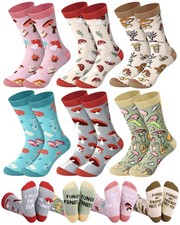 Bonuci 6 Pairs Funny Mushroom Socks Novelty Breathable One Size, Multicolor