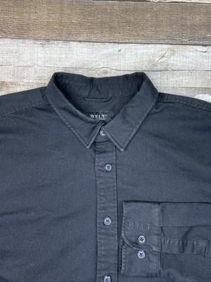 BYLT Casual Shirt Mens 2XL Black Premium Basics Long Sleeve Button Down Stretch