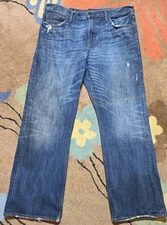 Vintage American Eagle Jeans Men 36x32 Bootcut Denim Whiskers Cowboy Y2K Dark