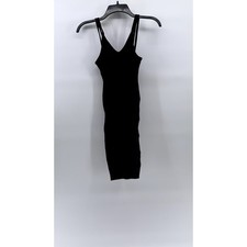 LOVE REPUBLIC Women’s Black Double Strap Ribbed V-Neck Knee Length Dress SZ S