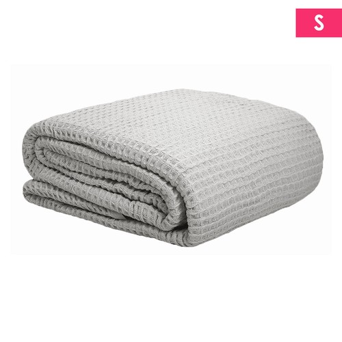 300GSM 100% Cotton Waffle Blanket Silver - Afbeelding 4 van 6