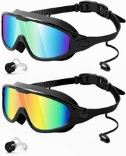 Swim Goggles 2 Pack, Wide View anti Fog Uv Swimming Goggles for Audlt, No