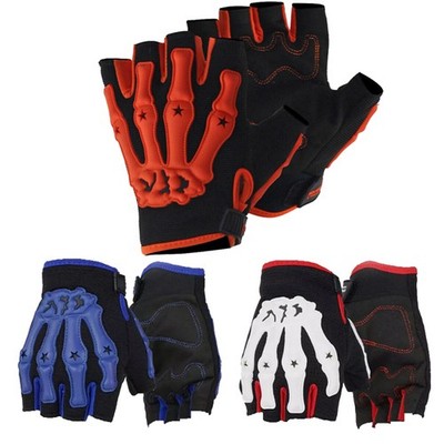 Motorcycle Gloves Fingerless Half Finger Anti-slip Skeleton Gloves for Men Women