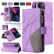 For iPhone 16 15 14 13 12Pro Max Magnet Leather Case Full Body Cover Wallet Zip