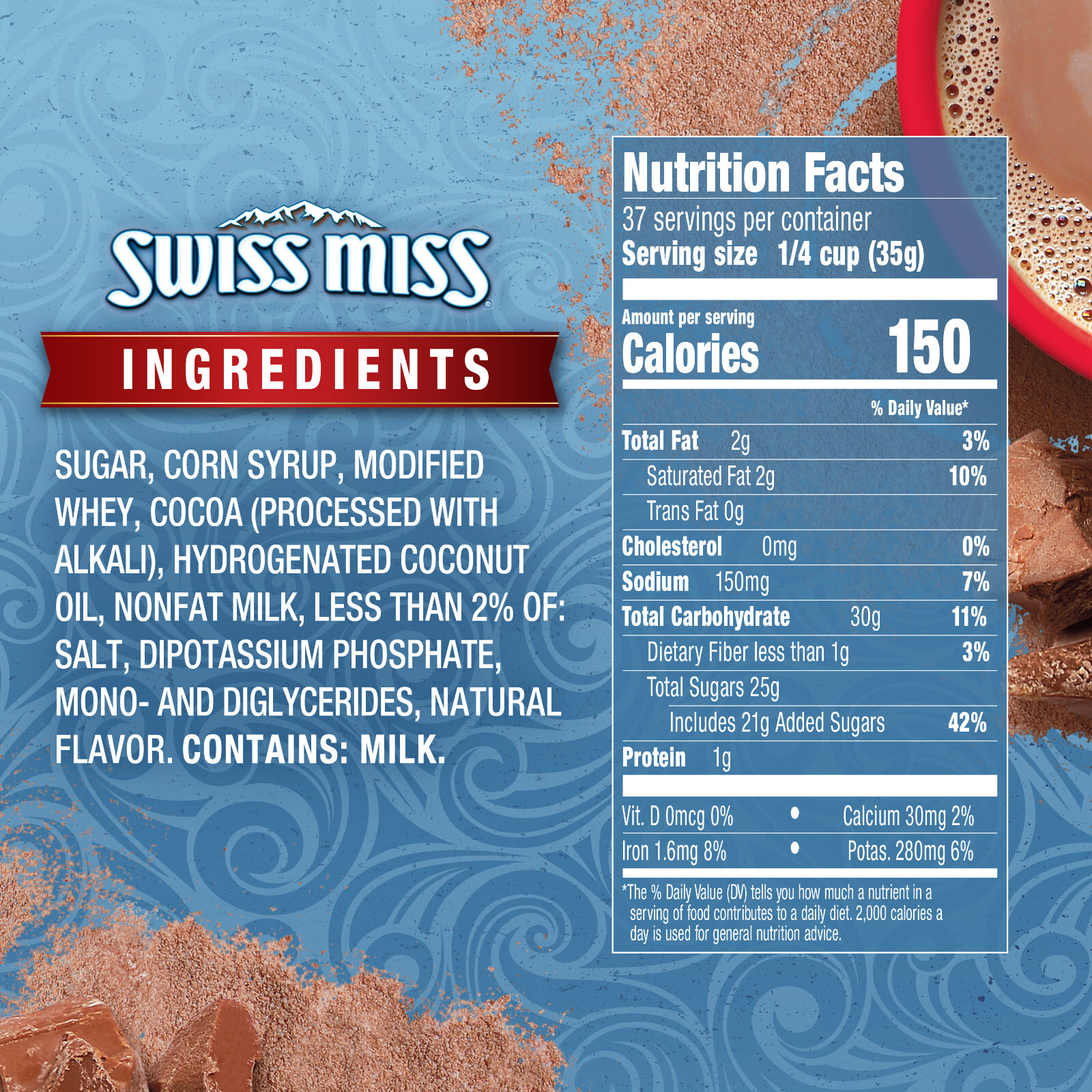 Swiss Miss Milk Chocolate Flavored Hot Cocoa Mix, 45.68 oz Canister eBay
