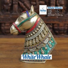 Cavallo in ottone Whitewhale - in lavorazione dettagliata della pietra semi p...