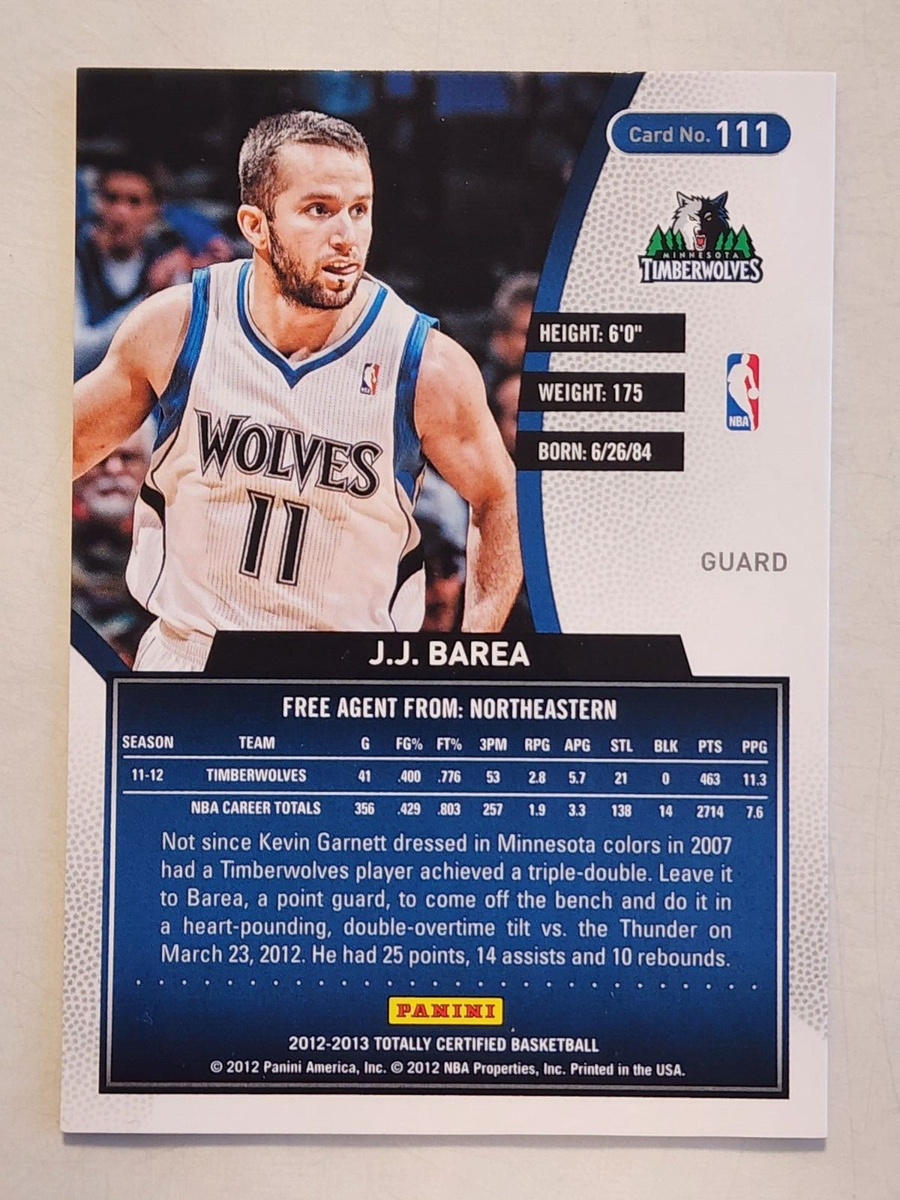 2012-13 PANINI TOTALLY CERTIFIED J.J. BAREA MINNESOTA TIMBERWOLVE
