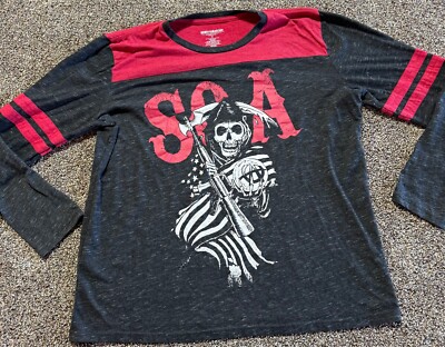 Sons Of Anarchy Mens Shirt Size XL Red Black Long Sleeve Cotton Blend SOA