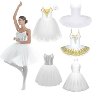 US 2PCS Women Ballet Lace Tutu Skirt Lyrical Costume Ballet Dance Dress Costume