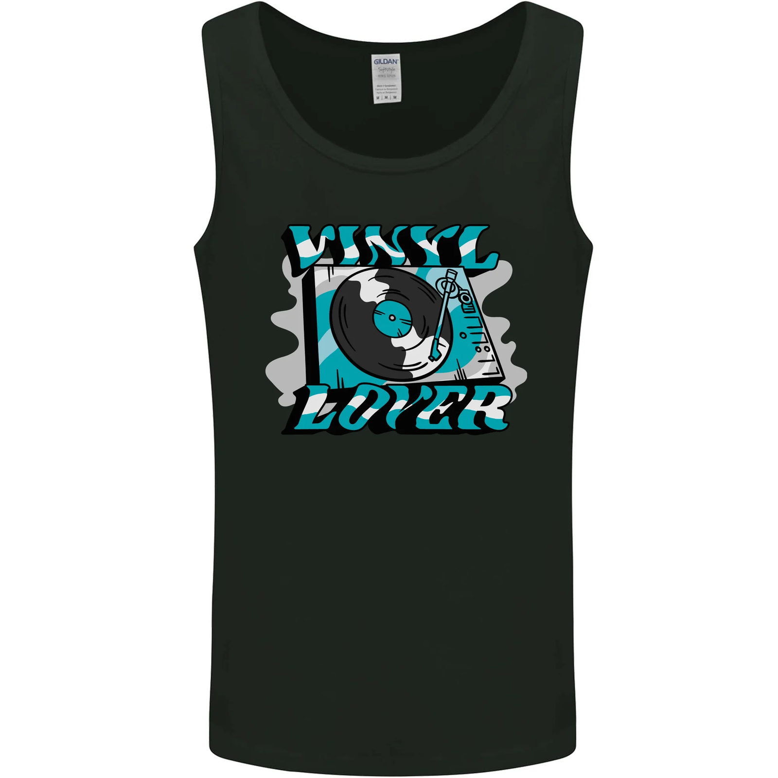 Vinyl Records Lover DJ Decks Turntable Mens Vest Tank Top-image