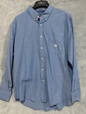 Chaps Shirt Men's XL Easy Care Dress Button Down Blue Striped Long Sleeve