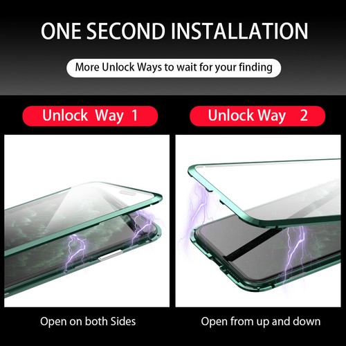 For iPhone 16 15 14 13 12 Pro Max 11 XS Magnetic Full Tempered Glass Case Cover - Picture 8 of 18