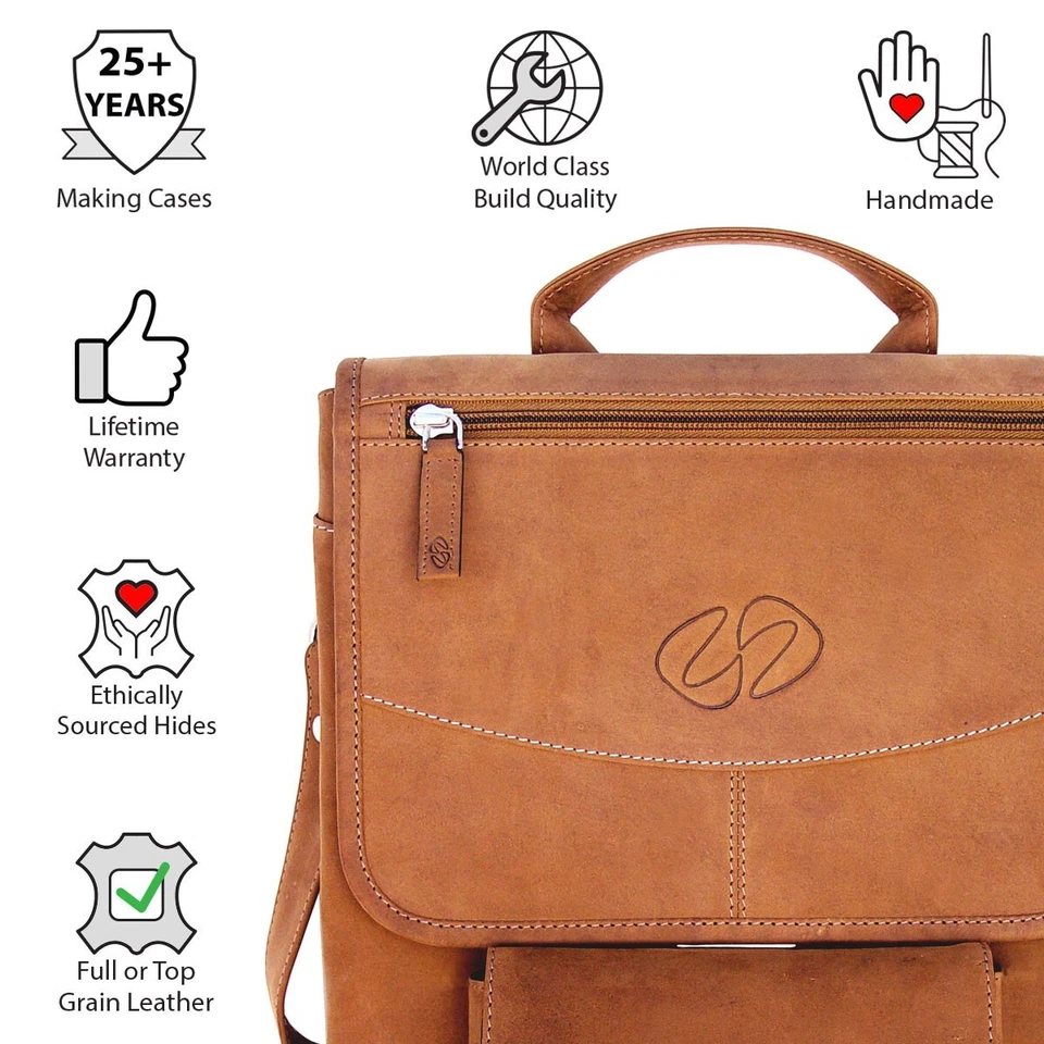 MacCase Premium Leather 13" MacBook Pro Shoulder Bag Case | L13FJ - Image 2 of 4