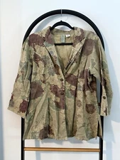 Multiple Soft Women Top Button Up Roll Tab Sleeve Vintage Looking - Western